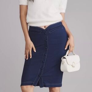 Anthropologie Maeve Curved-Waist Buttondown Pencil Skirt
